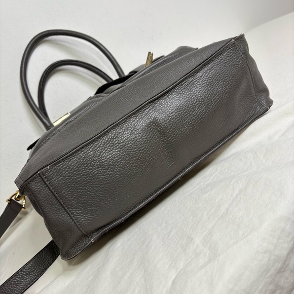 KRISTEN BELL for Erica Anenberg Large Gray Leather Tote Messenger Bag Purse - Picture 12 of 15